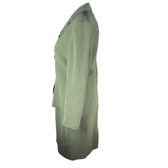 Jones New York 2 piece skirt suit set green button up blazer woman’s size 14 - Picture 2 of 8